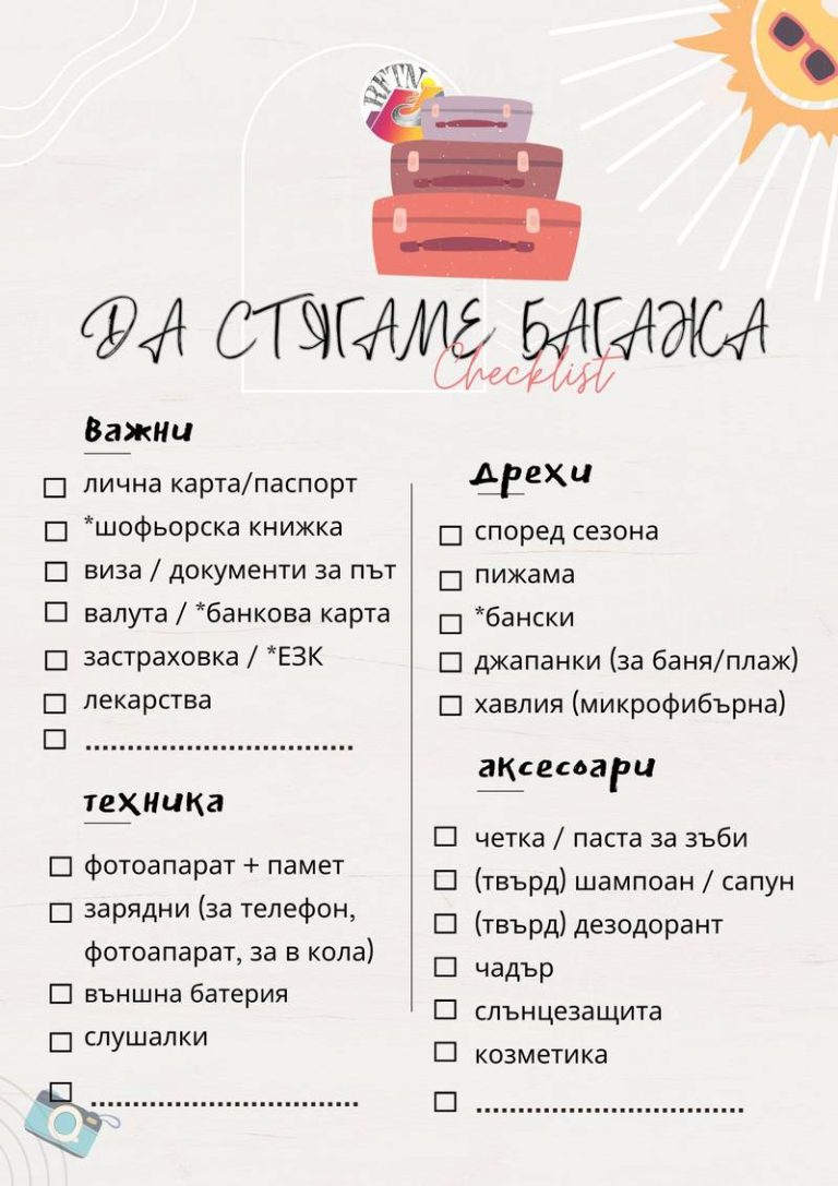 Списък за багаж за пътуване - Roads From The Notes